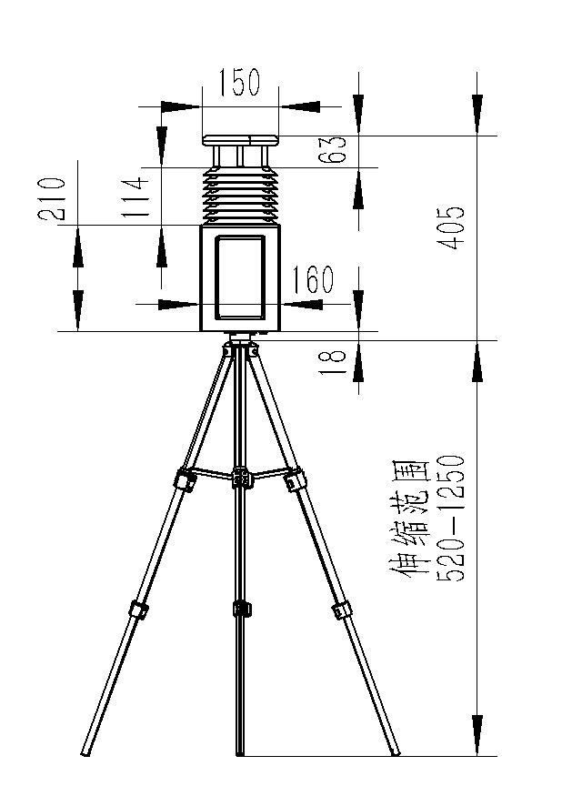 Multiparameter weather station product dimensions