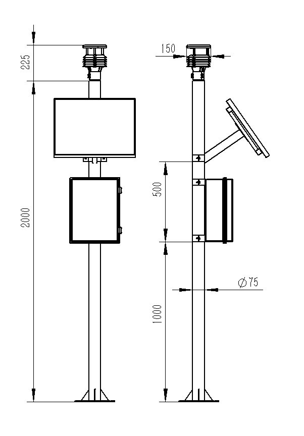 Meteorological monitoring system product dimensions