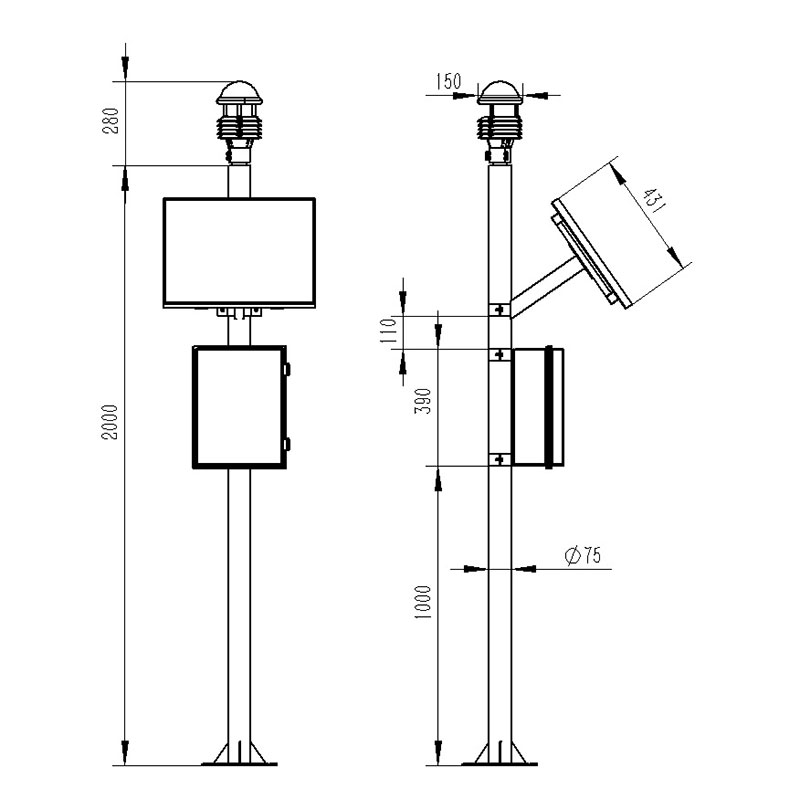 Environmental weather station product dimensions