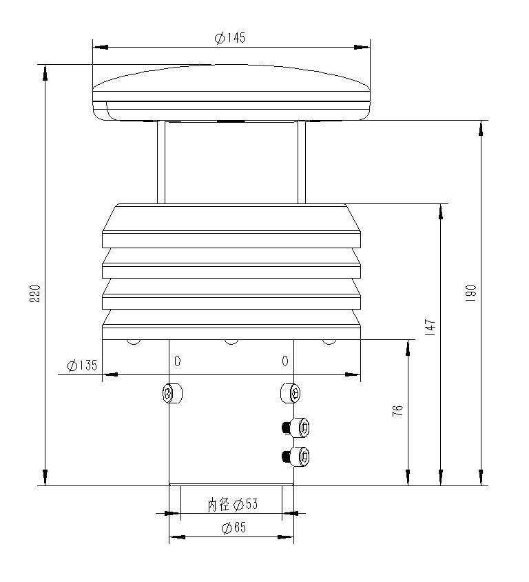 Five elements micro meteorological instrument product size diagram