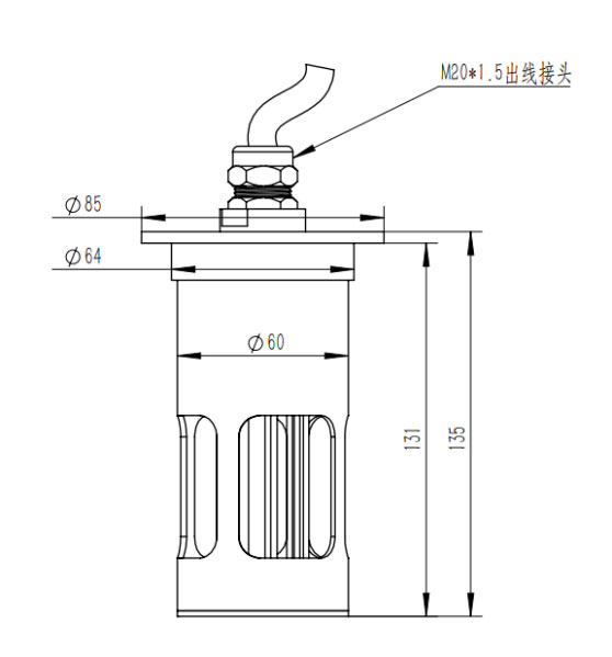 Ice thickness sensor product size diagram