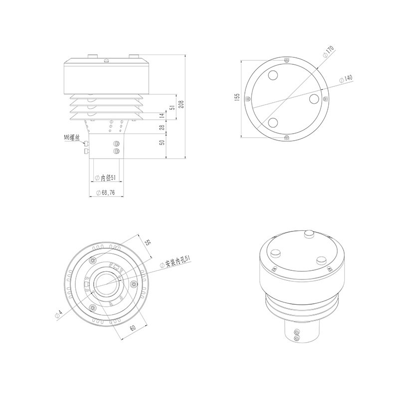 Negative oxygen ion detector product size diagram